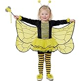 IKALI Kids Bee Costume With Wings Accessories, Girls Toddler Party Dress Up 3-4T, Yellow