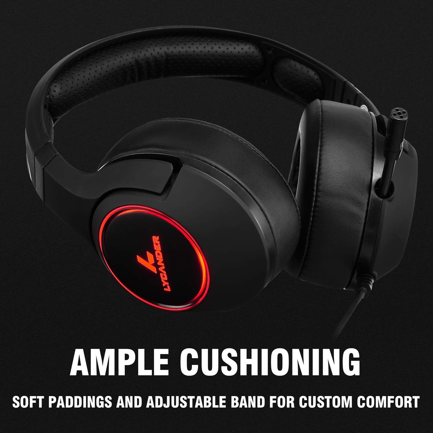 LYCANDER Gaming Headset with Microphone LED Light, 3.5mm input, for PC PS4, Xbox One, Nintendo Switch and more (Advanced - Image 4
