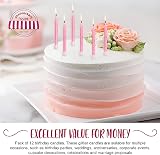 Anniversary House Pink Glitter Candles Set 12 with Holders 7.5cm Premium Cake view 2