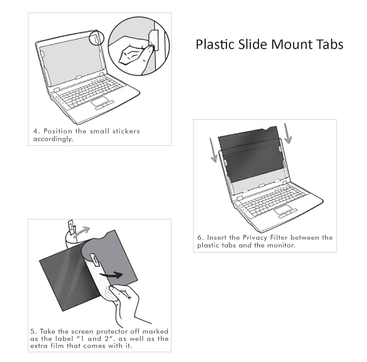 Plastic Slide Mount Tabs, Sdhesive Strips Tabs for Privacy Screen