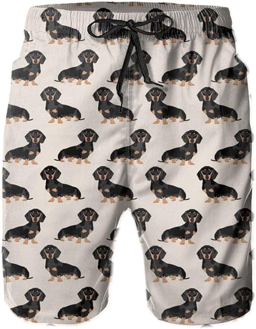 Nomichu Men's Swim Trunks, Wiener Dog Cute Pattern QuickDry Swim Trunk