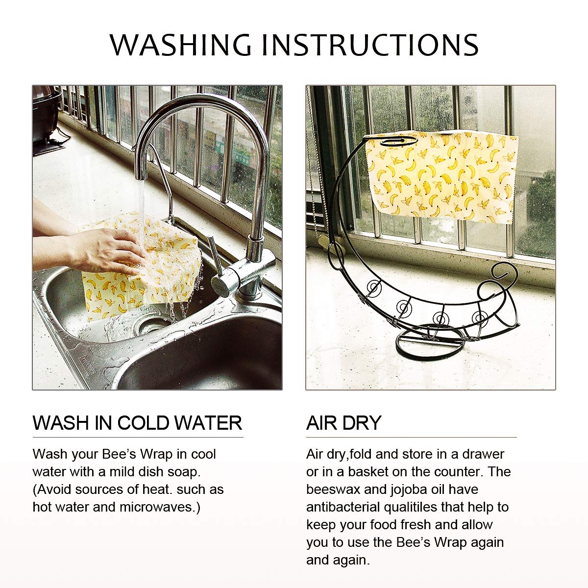 Hsicily Reusable Food Wraps, Eco Friendly Beeswax Wraps Sustainable Plastic Free Food Storage 3 Pcs, for Sandwiches Extra Mesh Produce Bags, Breathable Wraps Handmade, Non-Toxic & Biodegradable