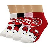 JJMax Women's Hello Kitty Cute Cotton Blend Ankle Socks Set (Huggy Kitty)