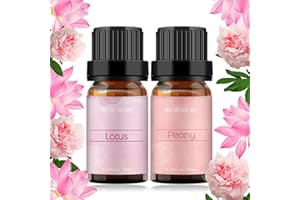 BURIBURI Lotus and Peony Essential Oil Set, 100% Pure Aromatherapy Oil for Diffuser, Massage - 2Pcs 10ML
