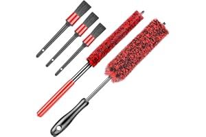 Fitosy Car Wheel Rim Tire Brush Set, Car Detailing Wash Kit, Long Soft Wheel Brush, Car Detail Brushes Accessories for Automotive Cleaning Wheels, Interior,Exterior,Dirty Tires