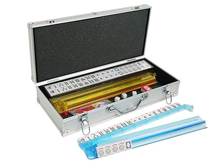 NEW! - American Mahjong Set - 166 White Tiles (All-in-One Rack/Pushers), Silver Aluminum Case - Larg