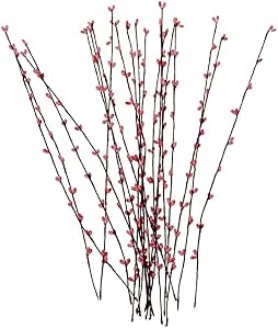 SODIAL(R) 20pcs Artificial Pip Berries Vine Garland Home Wall Party Wedding Decor Pink