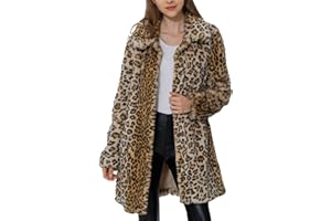 Bellivera Faux Fur Coat Women Fall and Winter Fashion Fleece Jacket Leopard Warm Fluffy Parka Overcoat Fuzzy Outwear