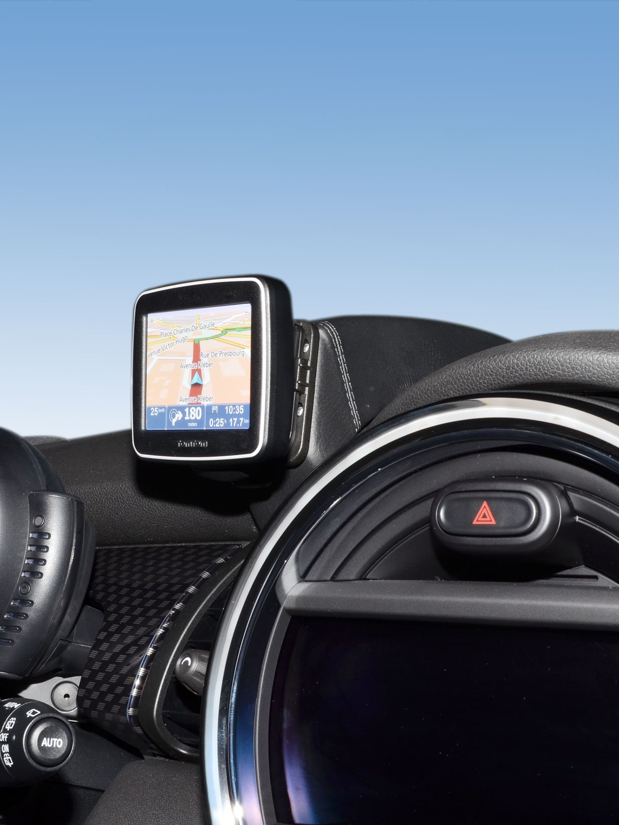KUDA Mobile Phone Holder for Mini from 2014 (F55/F56) - Phone Console for Smartphones, Mobile Phones, GPS and More - Faux Leather Console, Black, 5545