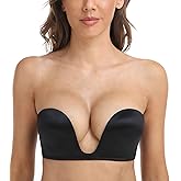 DotVol Women's Multiway Deep U Plunge Padded Push Up Convertible Bra