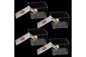 Hlimior 4 Pack Acrylic Transparent Hermit Crab Water Tank with Cuttable Climbing Ramp, Hermit Crab Aquarium Tank Cage Salt Water Pool Accessories, Hermit Crab Habitat and Toy