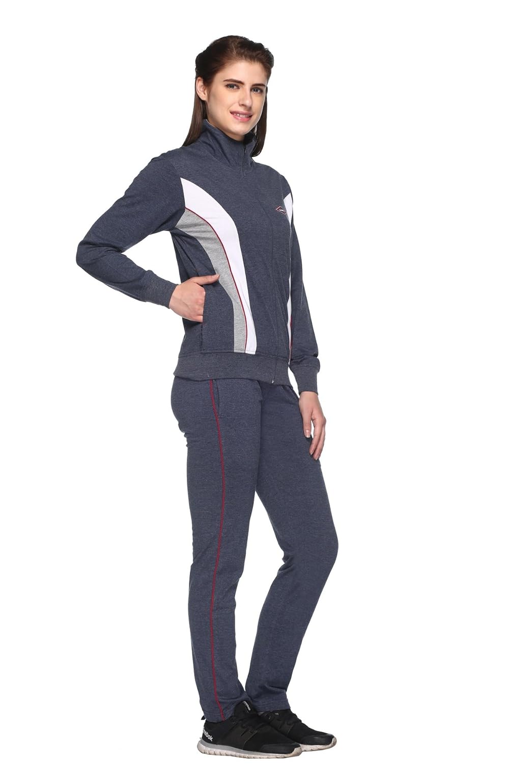 ex10sive women's front zipper cotton blended active wear top and bottom set