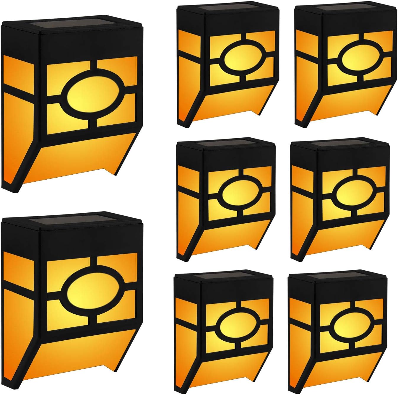 [8 Pack] Solar Deck Lights Outdoor - Wireless LED Waterproof Fence Lights, Solar Powered Decorative Step Lights for Front Door, Patio, Yard, Railing (Warm/Color Changing)