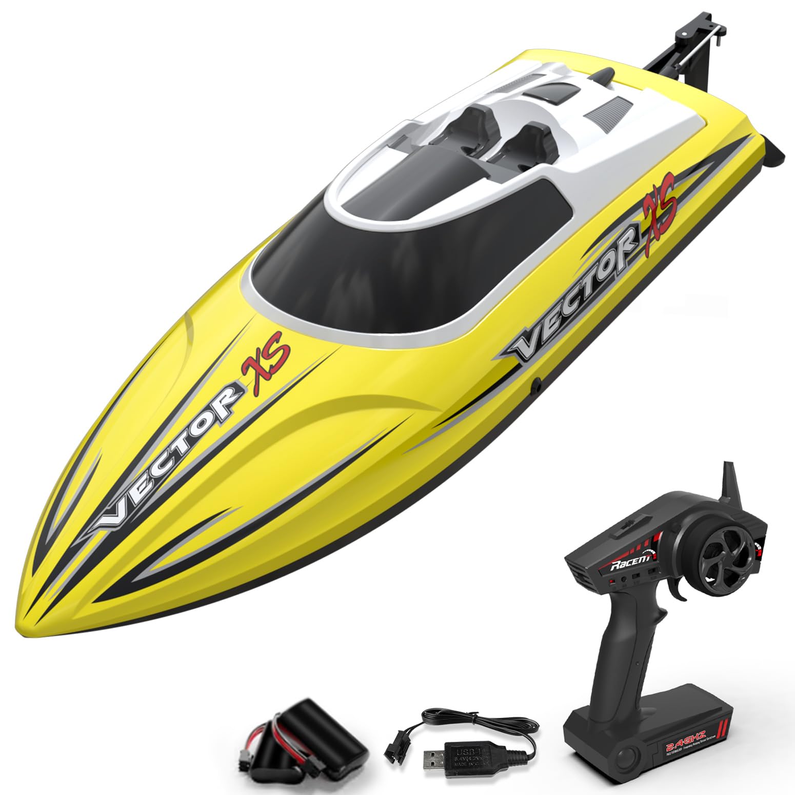 Photo 1 of ***MISSING CHARGER** VOLANTEXRC RC Boat 20MPH Fast RC Boats for Adults 2.4Ghz Remote Control Boat for Pools and Lake with 2 Rechargeable Batteries Toys Gifts (Yellow)