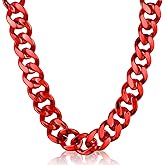 Huquary Big Chain Necklace Detachable Hip Hop Rapper Fake Chain Plastic Necklace 80s 90s Costume