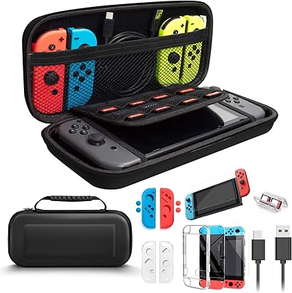 Amazon Co Jp Nintendo Switch 対応 ケース 11in1セット スイッチ用アクセサリーセット 収納ケース 超薄分体式カバー 極薄保護フィルム 1枚 Joycon専用カバー ゲームカードケース Usb C充電ケーブル 大容量 全面保護 防水 防汚 耐衝撃 旅行用 キャリングセット