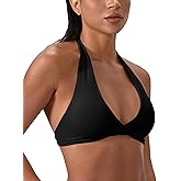 Sports Bra for Women Seamless Halter Padded Yoga Bras Backless Gym Workout Crop Tank with Built in Pads Black