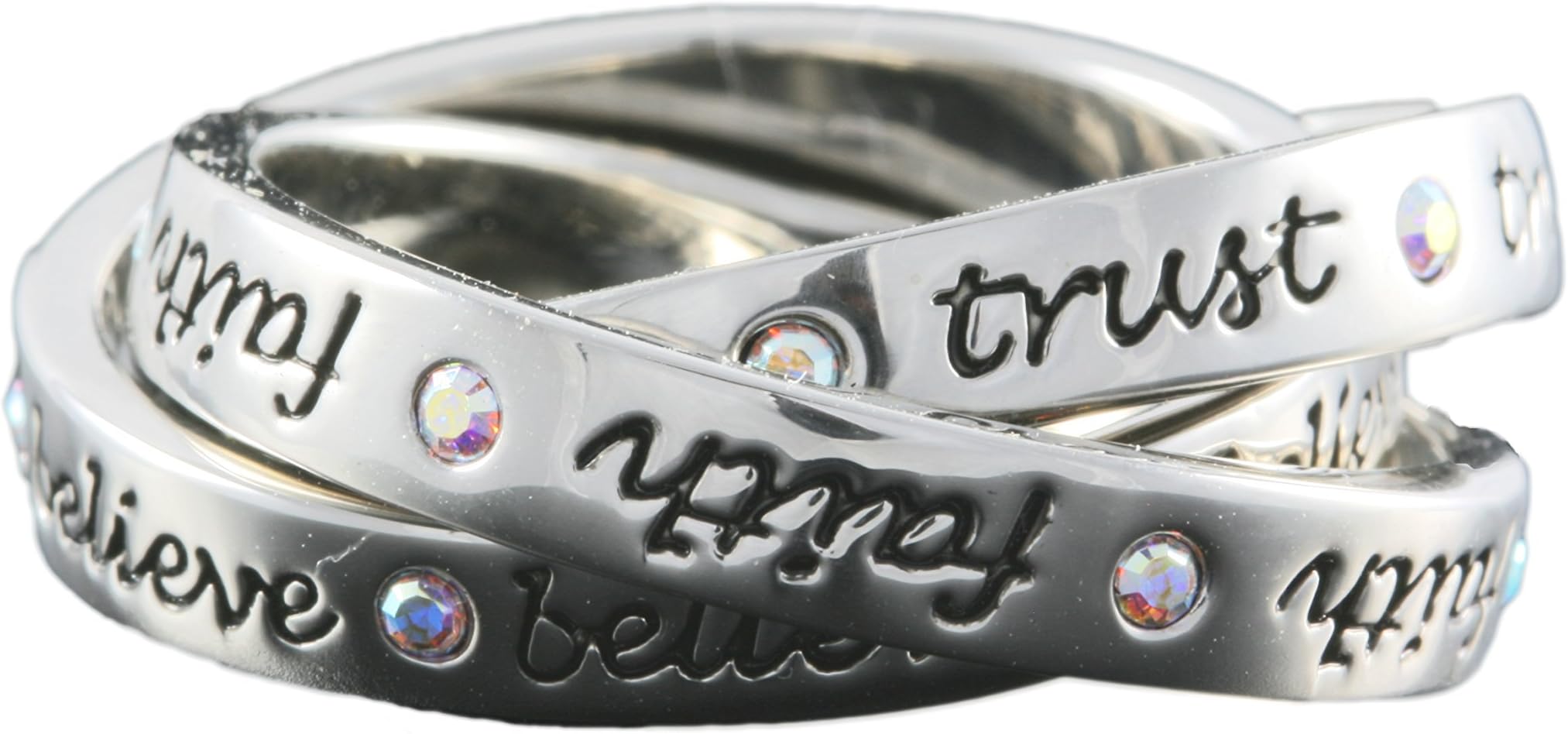 Disney Couture Icon Tri Band Interlocking Ring - White Gold Plated
