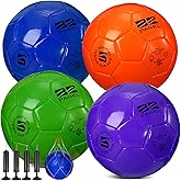 Shappy 4 Pcs Deflated Soccer Ball Bulk with Pump Mesh Bag Official Size 3 4 5 Back to School Indoor Outdoor Sport Training Practice Birthday Gifts for Child Adult