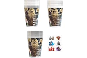 Star Wars Party Supplies Bundle Pack incudes 24 Paper Cups and 6 Tattoos