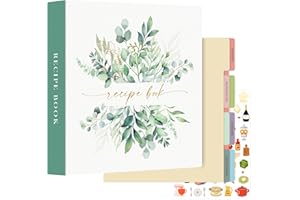 Lanpn Recipe Binder 8.5x11 3 Ring Kit, Waterproof Organizer Binder Recipe Book with 60 Plastic Sleeves,116 Recipes, Dividers,