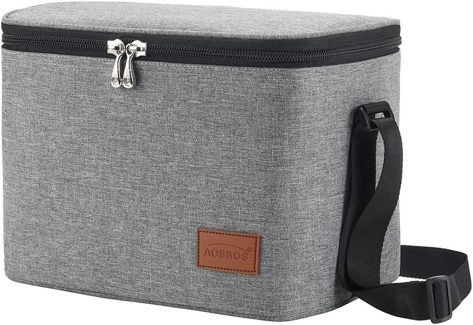 Aosbos Lunch Bags for Women Men Insulated Lunch Box Adult Food Container for Work Cooler Bag 7.5L Grey