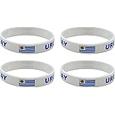 LLBFHH 4 Pcs Uruguay Uruguayans Country Flag Rubber Bracelets, National Flag Silicone Bracelet, Rubber Wristbands Patriotic Decorations Gift