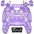 eXtremeRate Full Set Shell with Buttons Touchpad Cover, Clear Atomic Purple Custom Replacement Decorative Trim Shell Front Back Plates Compatible with p s 5 Controller BDM-010 020