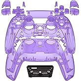 eXtremeRate Full Set Shell with Buttons Touchpad Cover, Clear Atomic Purple Custom Replacement Decorative Trim Shell Front Back Plates Compatible with p s 5 Controller BDM-010 BDM-020 Models