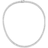 MDFUN Classic Tennis Necklace for Women Men 18K White Gold Plated 3-4mm Round Cut Cubic Zirconia Tennis Chain, Hypoallergenic, 16-22 inch