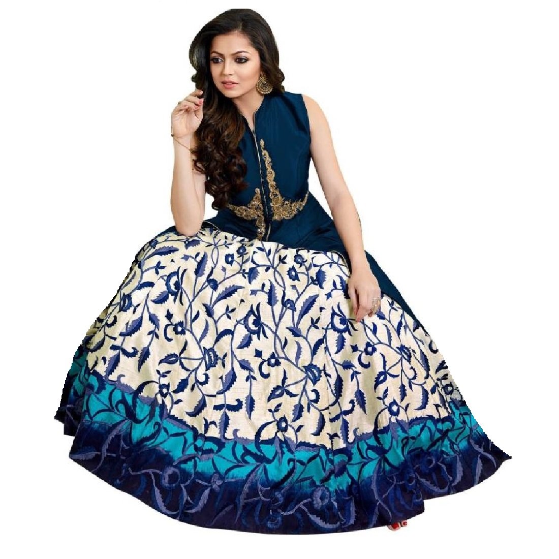 krishav enterprise exclusive embroidered lahenga choli and dupatta set(free size)