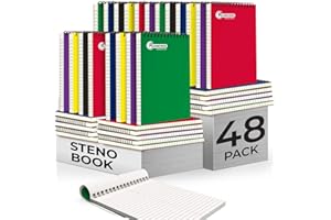 Rosmonde 48 Pack Bulk Spiral Steno Book, 6" x 9" Gregg Ruled Steno Notebook, Assorted Covers, 80 Sheets (160 Pages) Bulk Steno Notebooks for Writing Notes in Office, School, College, Spiral Note Pads