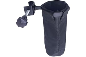 TUOREN Drum Sticks Holder Clamp-On Drumstick Container Bag 9" x 4" with Aluminum Clamp for Drumsticks Mallets Brushes Up to 10 Pairs Drum Set Accessories Black