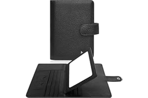 BAPHITY Passport Holder Women, Genuine Leather Passport Wallet RFID Blocking for Men and Women, Passport Cover with Snap Closure Fit for Immunization Record Card - Black