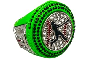 GENERIC Discount Sports Rings, Baseball or Softball Batter FINALIST RING — Player Award, assorted colors and gemstones (Neon Green)
