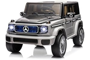 Hetoy 12V Kids Ride On Car, Licensed Mercedes-Benz EQG Electric Car Battery Powered w/Parent Remote Control, Full Car LED Lights, Spring Suspension, Music, 4 Wheeler Electric Vehicle for Kids, Grey