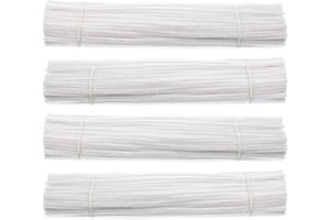 Waycreat 400 Pieces Pipe Cleaners White Chenille Stem for DIY Art Craft Decorations (6mm x 12 Inch)