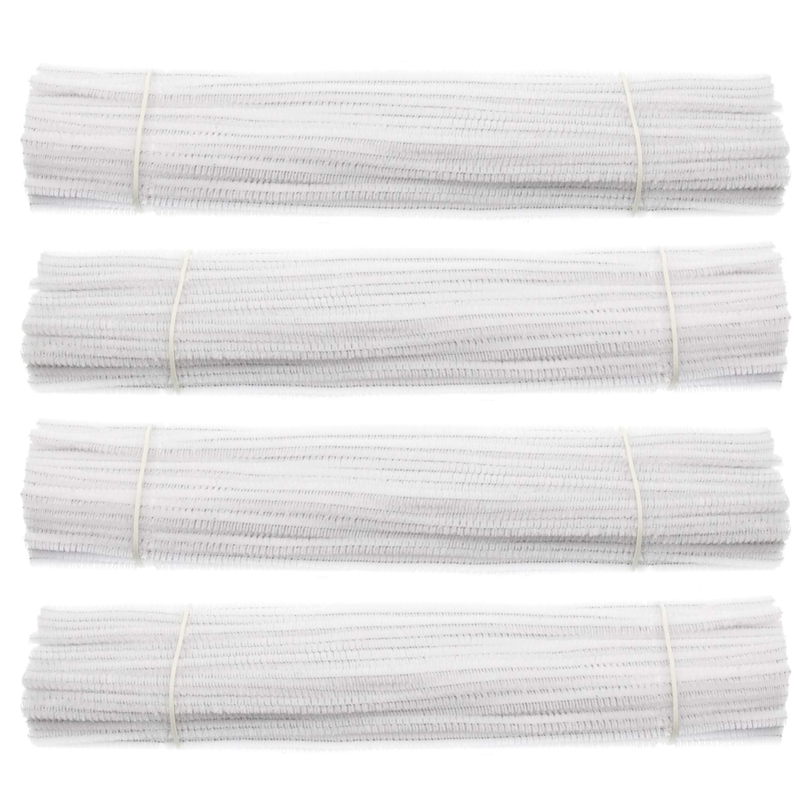Waycreat 400 Pieces White Polyester Pipe Cleaners (6mm) for DIY Craft Projects