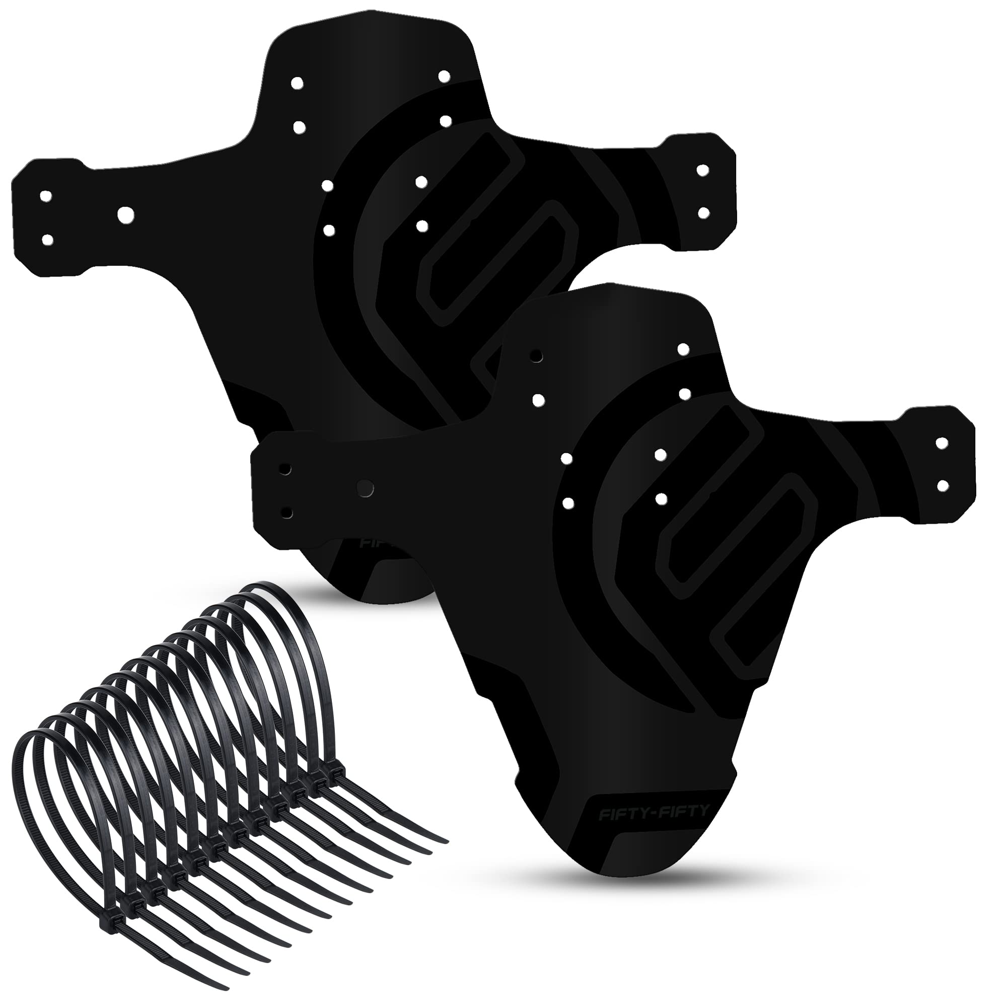 Photo 1 of FIFTY-FIFTY 2-Pack Mountain Bike Fender, MTB Mudguard, Front and Rear Compatible Bicycle Mudguard, Fits 26", 27.5", 29", Plus Size and Fat Bike Wheel Sizes (Black)