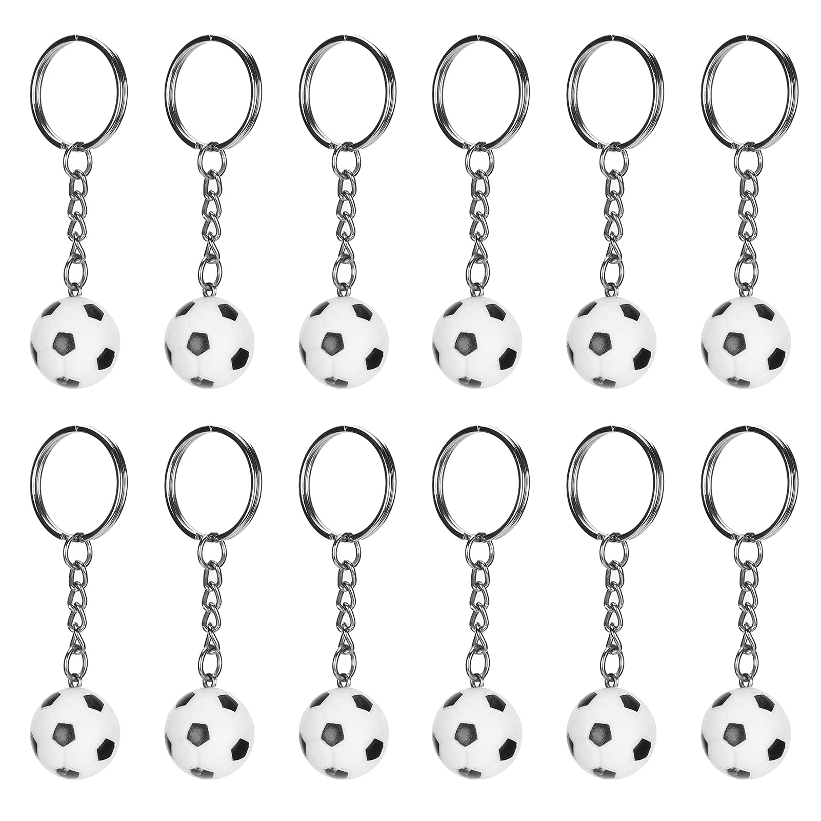 12pcs Soccer Ball Keychains Mini Simulation Soccer Pendant Sports Key Ring Decoration Sports Collection for Party Gift School Prize DIY Accessories