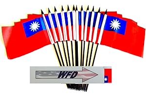 WORLD FLAGS DIRECT Taiwan Desk Flags, Pack of 12 Polyester 4x6 inch Miniature Table Office Little Flags, Small Mini Hand Waving Stick Flags
