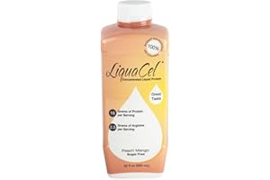 LiquaCel Concentrated Liquid Protein, Peach Mango Flavor, Ready-to-Drink, 16g Hydrolyzed Collagen Protein and 2.5g Arginine Per 1oz Serving, Sugar & Gluten Free, Recovery Formula, 32 fl oz Bottle