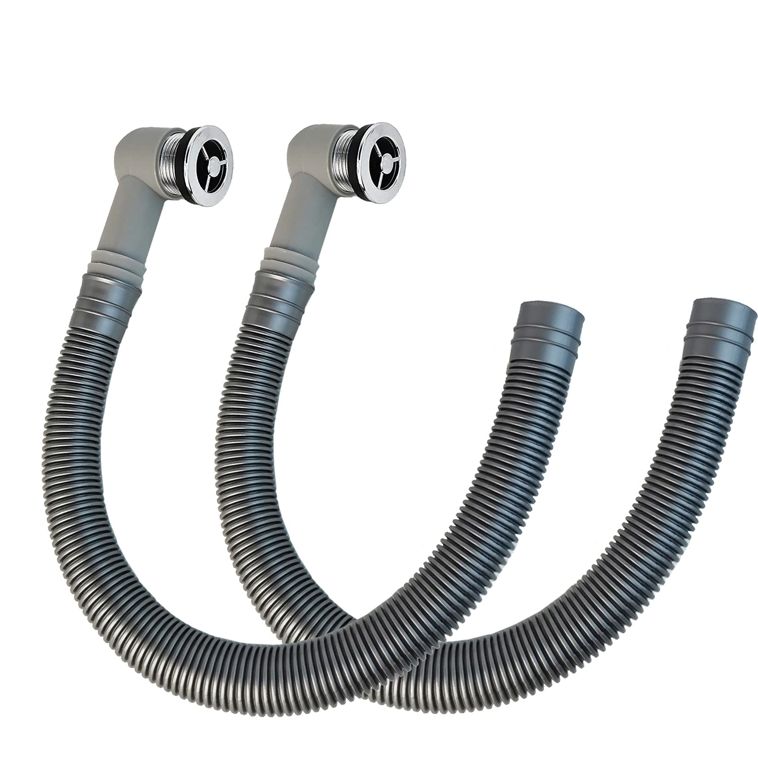 Qrity 2 x Overflow Pipes, Ceramic Basin Overflow Tube, Round Interface, for Overflow Hole Diameter 29-32mm, Tube Length 400mm