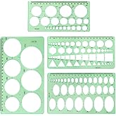 4pcs Premium Plastic Circle Template for Drawing and Measuring - Geometric Stencils Used Widely for Architectural Mathematica