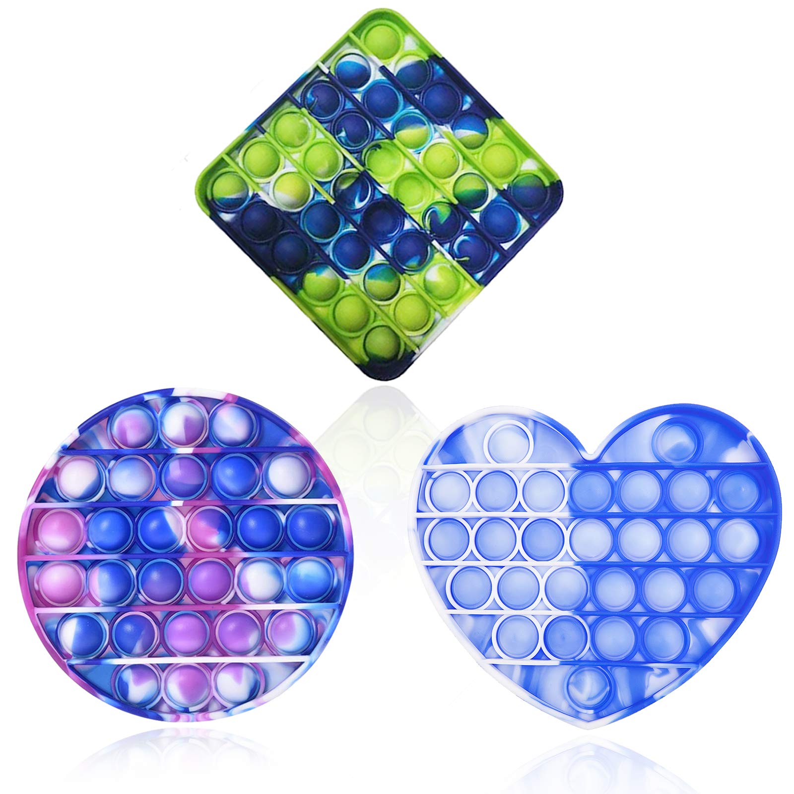 3PCS Silicone Tie-dye Push pop Bubble Fidget Toy, Silicone Stress and Anxiety Relief Squeeze Sensory Toy, Squeeze Sensory Toy Great for Kids Adults
