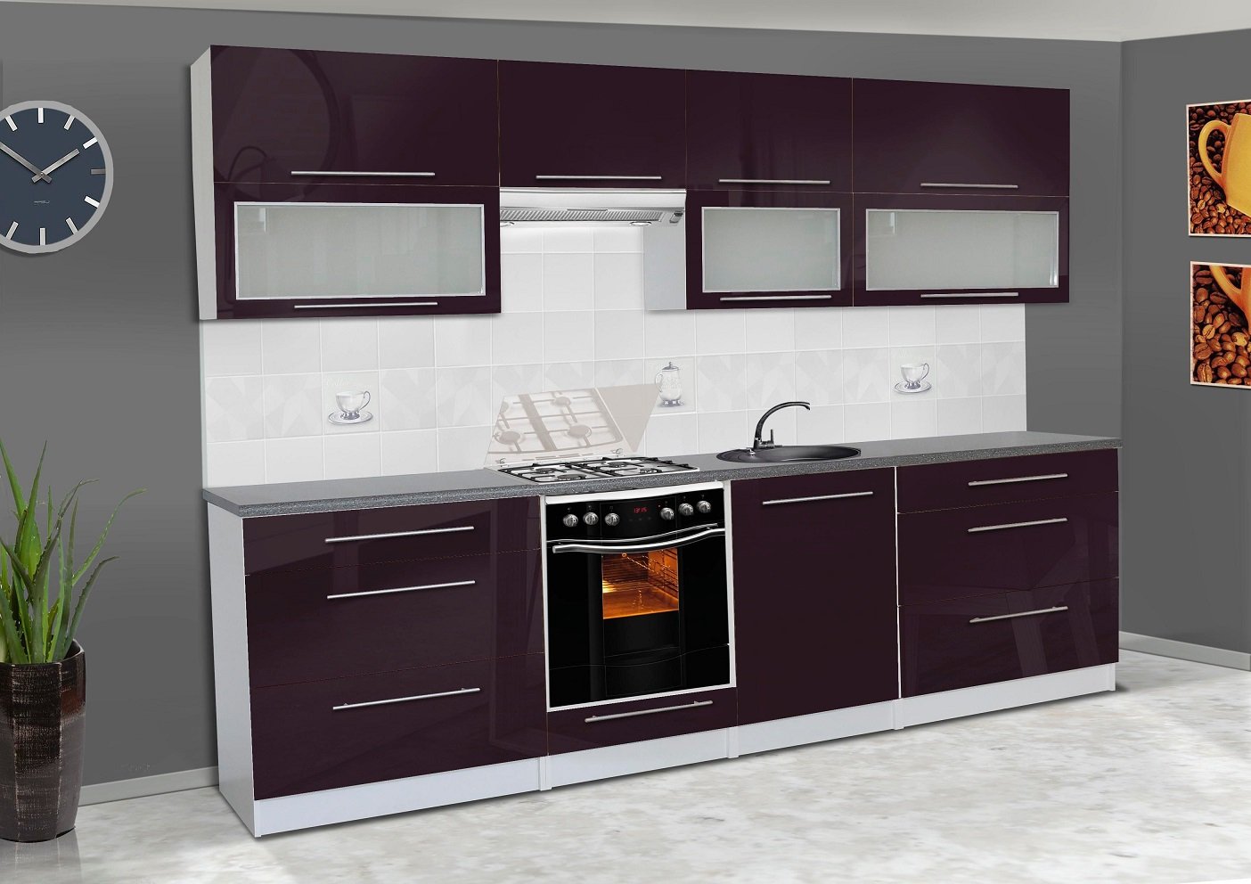 Kitchen Kitchen Unit Built In Kitchen Cabinets Aubergine Purple