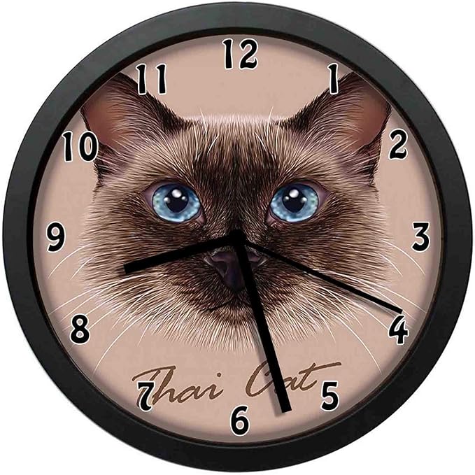 Amazon Co Jp リアルな伝統的なシャム猫の肖像画イラスト国内ふわふわの動物のテーマ12インチ 30 Cm直径 良いオフィスギフトとユニークな装飾 ホーム キッチン