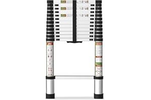 SPIEEK Telescoping Ladder for RV & Attic, 16.5FT Aluminum Extension Ladder with Dual Locking Mechanism, Max Load 330lbs, Compact Foldable Ladder for Roof, Home, Travel Trailer & Multi-Surface Use