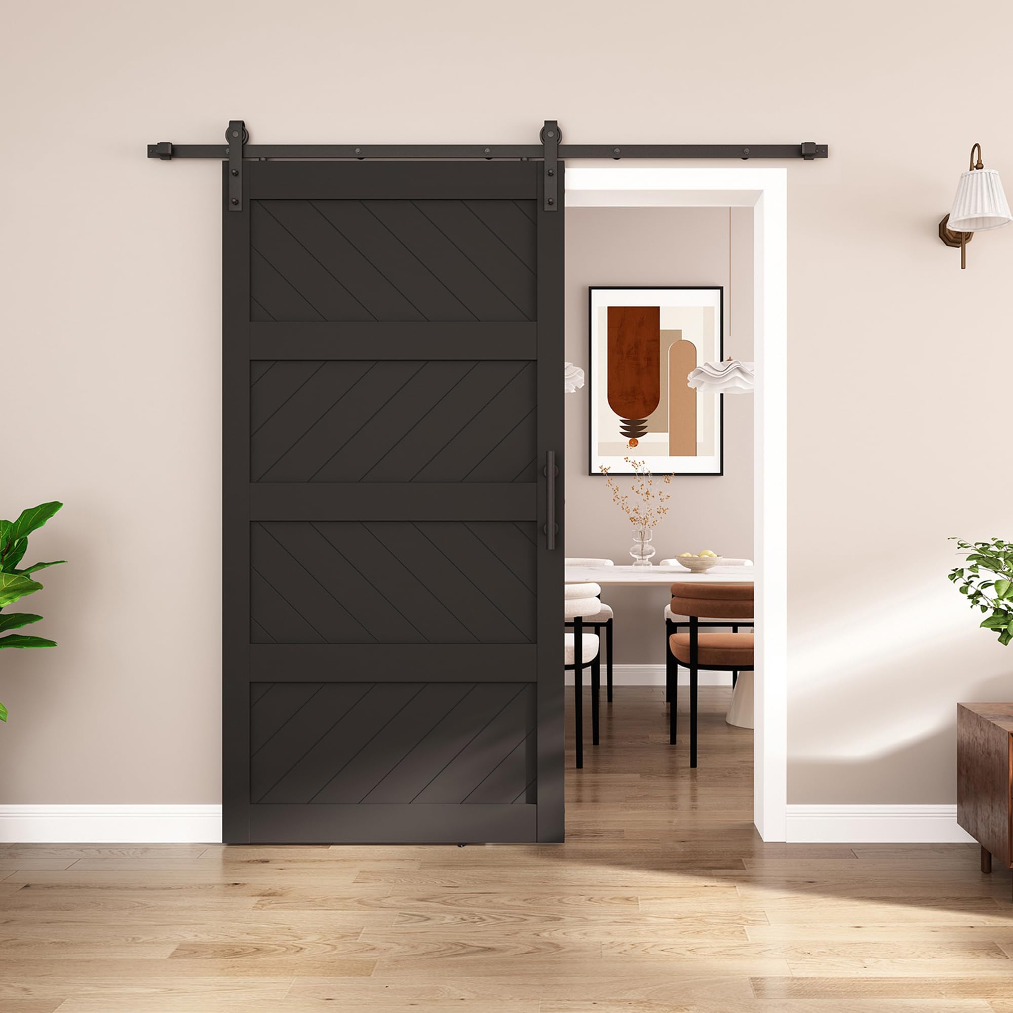 JUBEST 42"x84" Sliding Barn Door with Door Hardware