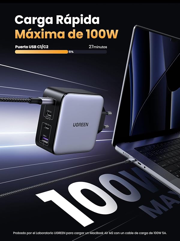 Nexode 100W Cargador USB C Carga Rápida con 4 Puertos